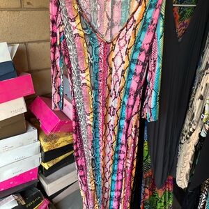 Vibrant Multicolor Snake Print Dress